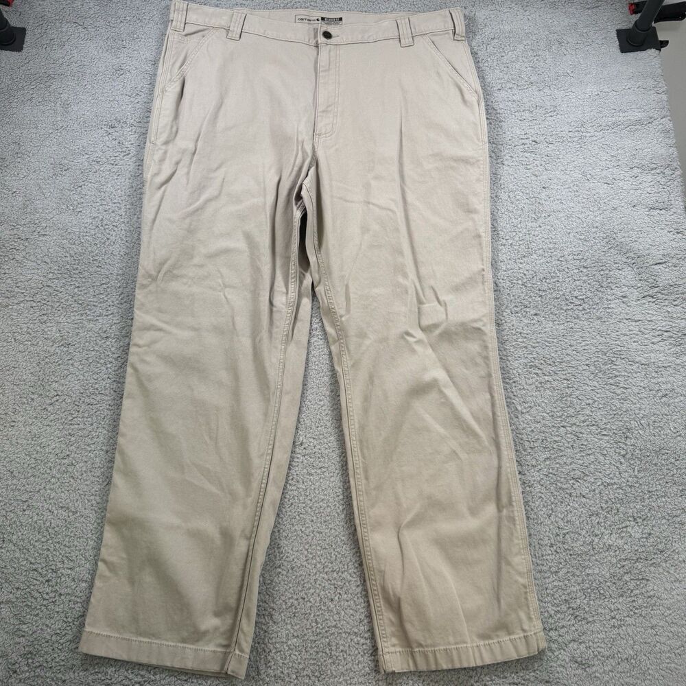 Carhartt Pants Mens 42x31 Beige Relaxed Fit Cotton Workwear‎ Utility Rugged Flex